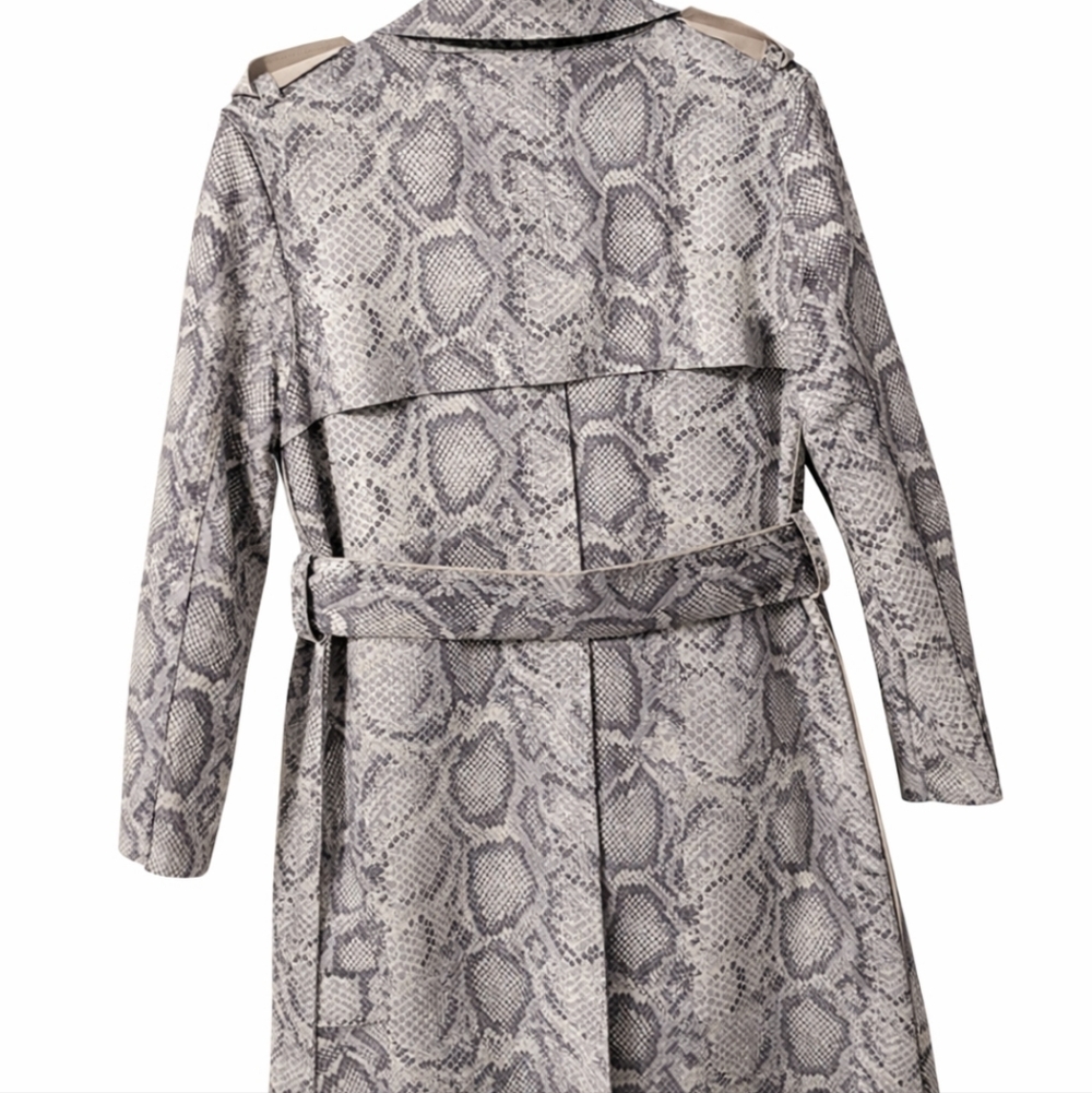 Elegant Snake Print Trench Coat - Picture 3 of 7